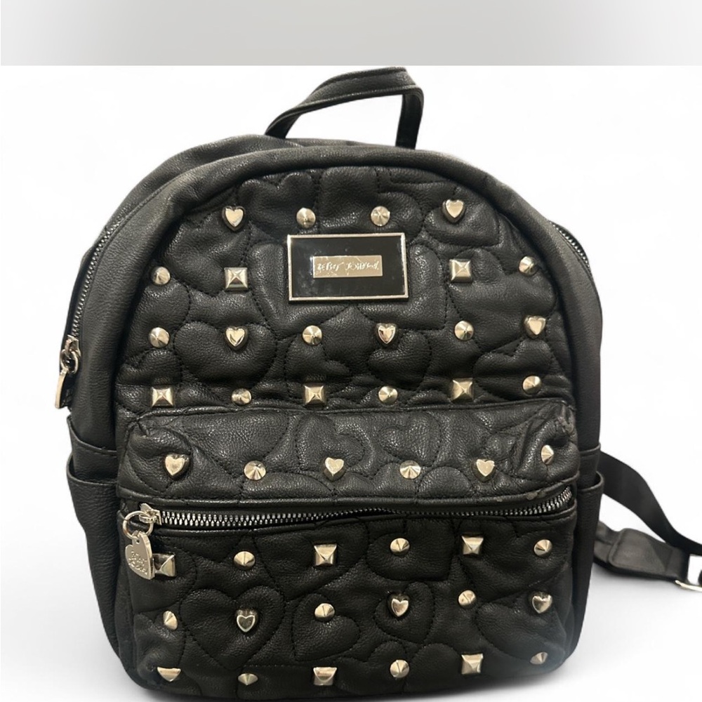 Betsey Johnson Black and Silver Studded Backpack